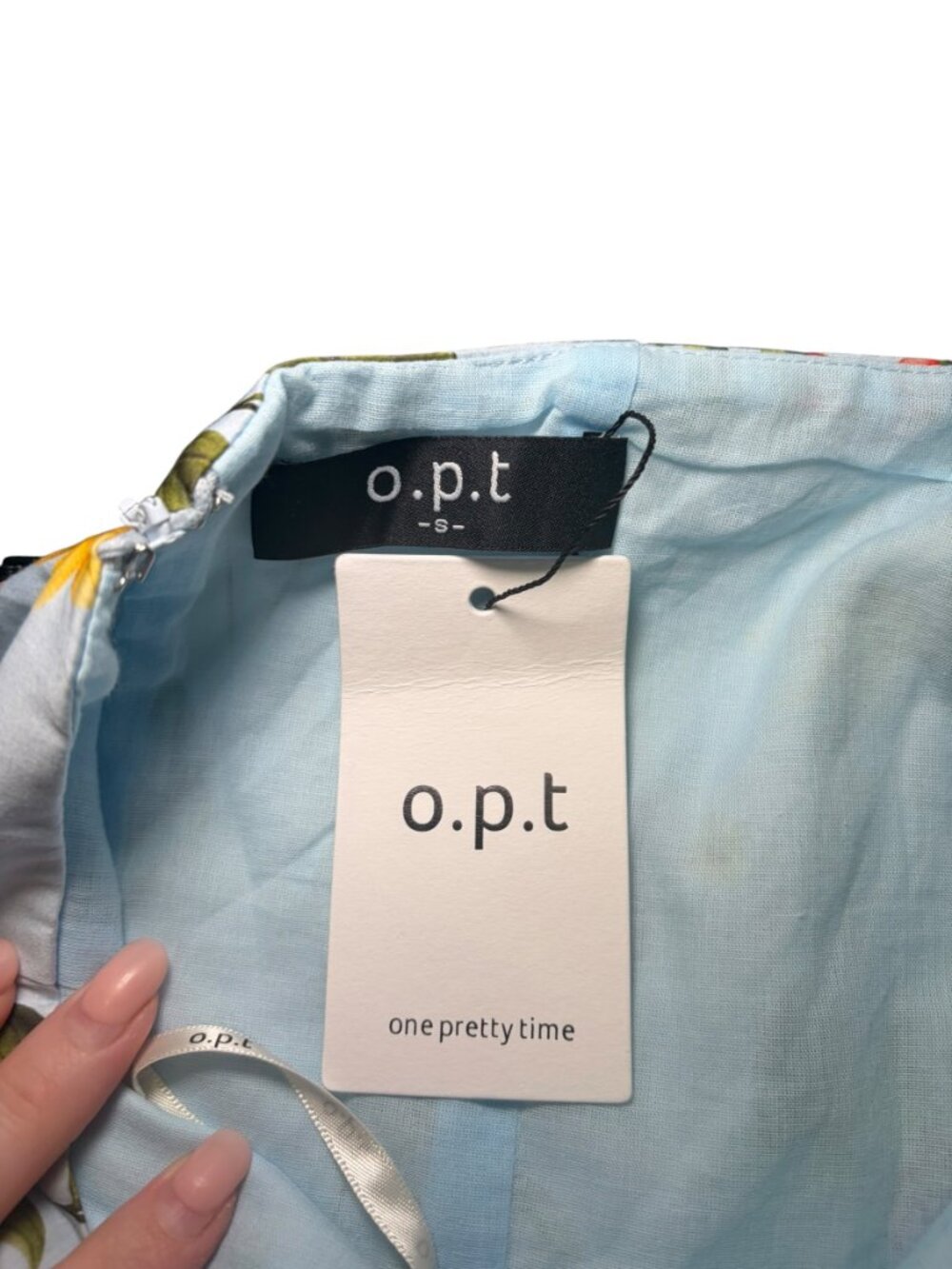 O.P.T Oli Floral Halter Maxi Dress Tiered Ruffle Blue NWT Small - Picture 6 of 7